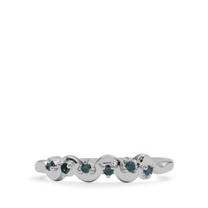 Blue Diamond Ring in Sterling Silver 0.10ct
