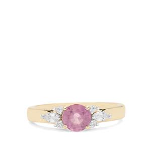 Ilakaka Hot Pink Sapphire & White Zircon 9K Gold Ring ATGW 1.35cts (F)