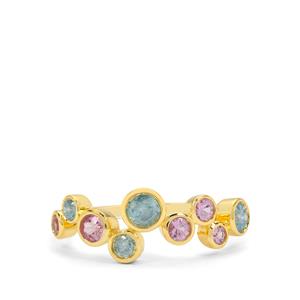 Blue Lagoon Diamonds & Pink Sapphire 9K Gold Tomas Rae Ring ATGW 0.70ct