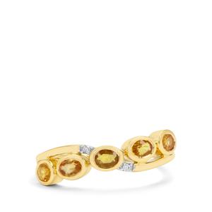 Songea Canary Sapphire & Diamond 9K Gold Ring ATGW 1.30cts