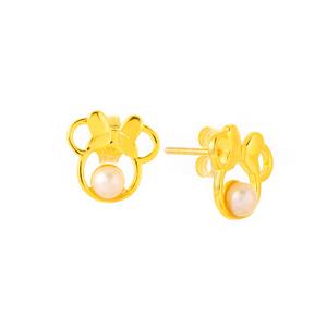 Freshwater Cultured Pearl Gold Tone Sterling Silver Earrings (3.50 MM)