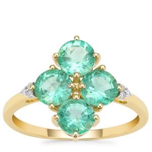 Ethiopian Emerald Ring with Diamond in 9K Gold 1.98cts