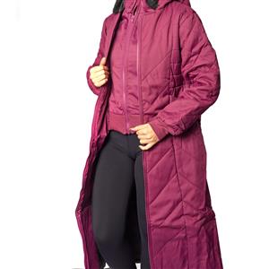 Destello Long Winter Hooded Coat (Choice of 4 Sizes) (Burgundy)