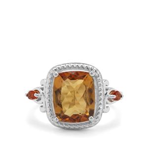 Golden Tanzanian Scapolite & Diamantina Citrine Sterling Silver Ring ATGW 3.67cts