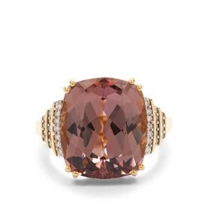 Pink Diaspore & Diamond 18K Gold Arthur Ivy Ring MTGW 15.39cts