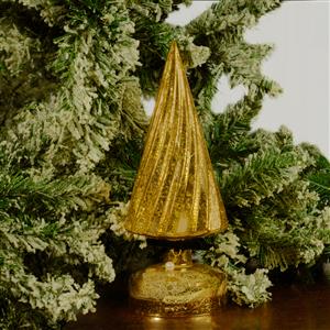 Kimbie Home Gold Glass Led Tree Decoration with Pearl  