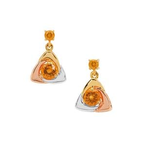 0.85ct Mandarin Garnet 9K Gold Earrings With White & Rose Plating