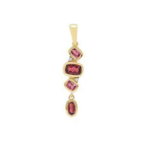 Nigerian Rubellite & White Zircon 9K Gold Pendant ATGW 1.10cts