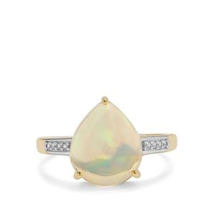 Ethiopian Opal & White Zircon 9K Gold Ring ATGW 2.75cts