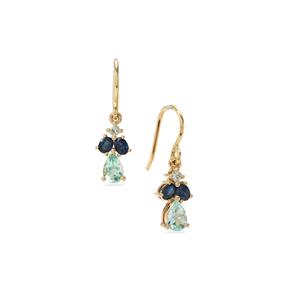 Nigerian Blue Sapphire & Aquaiba™ Beryl 9K Gold Earrings ATGW 1.30cts