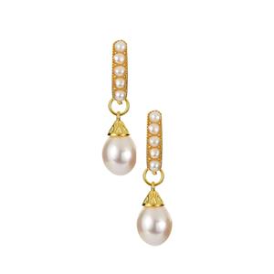 Kaori Cultured Pearl Earrings in Gold Tone Sterling Silver