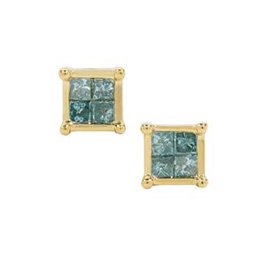 1/4ct Blue Lagoon Diamonds 9K Gold Earrings
