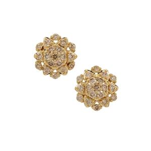 1/2ct Golden Ivory Diamonds 9K Gold Earrings 