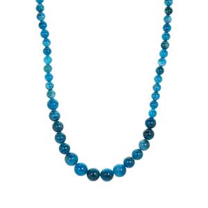 176cts Neon Apatite Sterling Silver Graduated Necklace 
