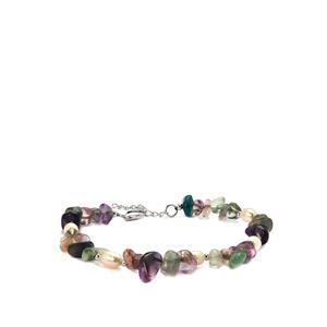 Kaori Freshwater Cultured Pearl & Rainbow Fluorite Sterling Silver Bracelet 