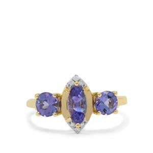 AA Tanzanite Ring with Diamond in 9K Gold 1.35cts