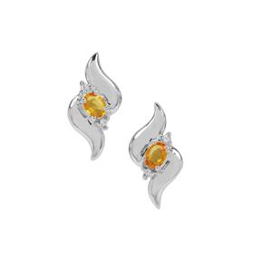 Songea Orange Sapphire & White Zircon Sterling Silver Earrings ATGW 0.70ct