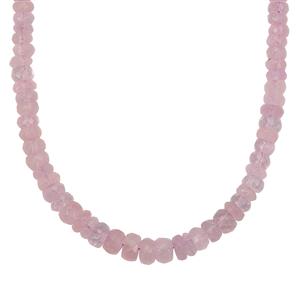 55ct Madagascan Natural Pink Quartz Graduated Sterling Silver Necklace
