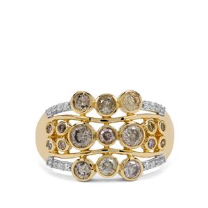 1.05ct Multi-Colour & White Diamond 9K Gold Ring