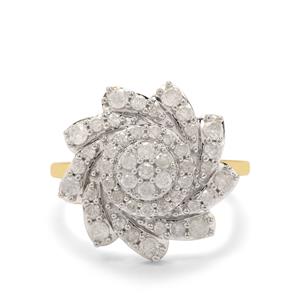 ‘The Diamond Cathrine Wheel’ 9K Gold Ring - 1ct