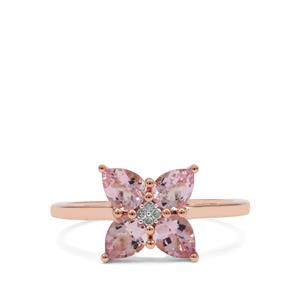 Cherry Blossom™ Morganite & Diamond 9K Rose Gold Ring ATGW 1.05cts