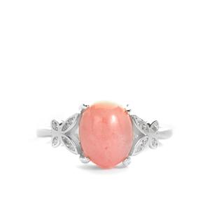 Peruvian Pink Opal Ring with Topaz in Sterling Silver 3.30cts