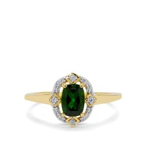Chrome Diopside & White Zircon 9K Gold Ring ATGW 1cts