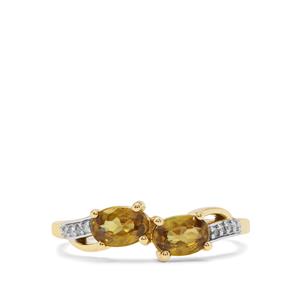 Ambilobe Sphene & Diamond 9K Gold Ring ATGW 1.22cts