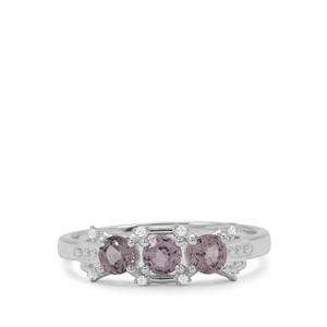 Burmese Purple Spinel & White Zircon Sterling Silver Ring ATGW 1.10cts
