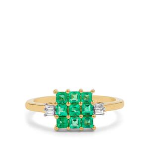 Panjshir Emerald & Diamond 18K Gold Tomas Rae Ring MTGW 0.75ct