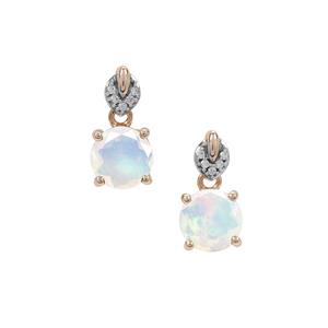 Ethiopian Opal Earrings with White Zircon in 9K Gold 1.65cts