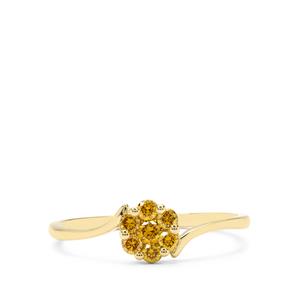 1/4ct Natural Fire Diamonds 9K Gold Ring