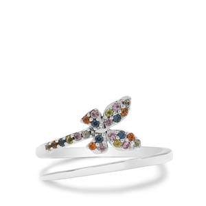 0.25ct Multi Colour Sapphire Sterling Silver Ring 