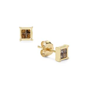 1/3ct Champagne Diamond 9K Gold Earrings 