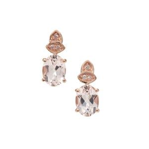 Alto Ligonha Morganite Earrings with Pink Diamond in 9K Rose Gold 2.10cts