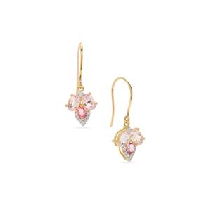 Minas Gerais Kunzite, Pink Sapphire & White Zircon 9K Gold Earrings ATGW 3cts