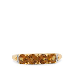 Mali Garnet Ring with Diamond in 9K Gold 1.20cts