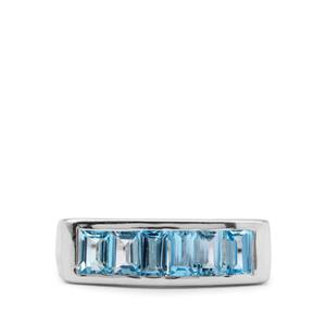 2ct Swiss Blue Topaz Sterling Silver Ring