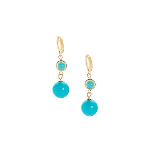 17.50ct Blue Amazonite Gold Tone Sterling Silver Earrings