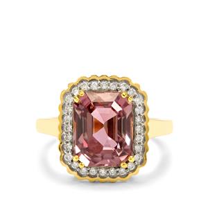 Pink Diaspore & Diamond 18K Gold Arthur Ivy Ring MTGW 6.02cts
