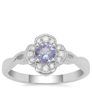 Tanzanite Ring with White Zircon in Sterling Silver 0.65ct