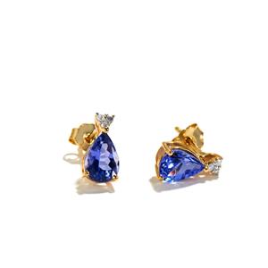 Tanzanite & Diamond 9K Gold Earrings