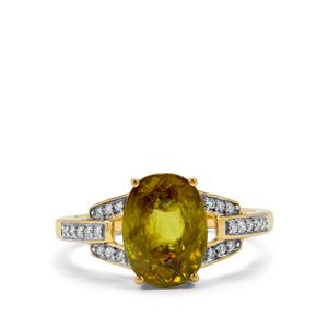 Ambilobe Sphene & Diamond 18K Gold Tomas Rae Ring MTGW 4.20cts