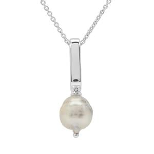 South Sea Cultured Pearl Sterling Silver Pendant Necklace (9mm)