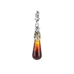 Baltic Ombre Amber (28x10mm) Sterling Silver Pendant