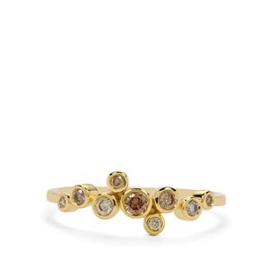 1/4ct Ombre Champagne Diamonds 9K Gold Ring