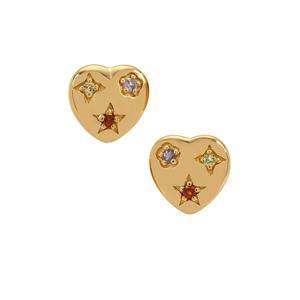 Rajasthan Garnet, Tanzanite & Red Dragon Peridot Midas Heart Earrings ATGW 0.10ct