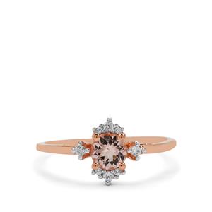 Pink Morganite & White Zircon 9K Rose Gold Ring ATGW 0.55ct