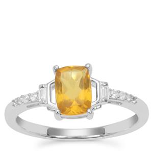Burmese Amber Ring with White Zircon in Sterling Silver 0.48ct