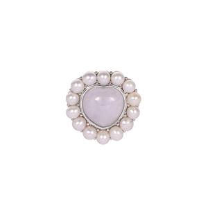 Lavender Jadeite & Kaori Cultured Pearl Sterling Silver Pendant